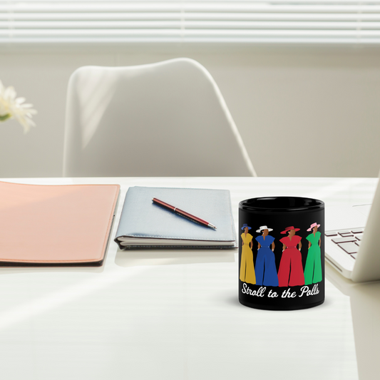 Stroll to the Polls Black Glossy Mug