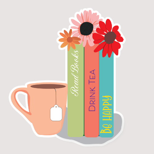 Tea and Books Bubble-free sticker