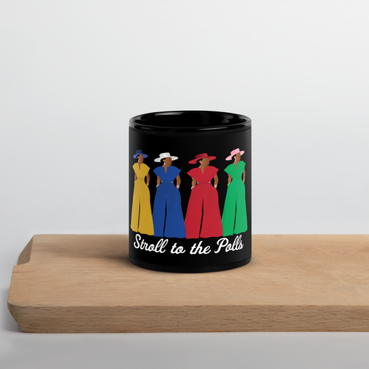 Stroll to the Polls Black Glossy Mug