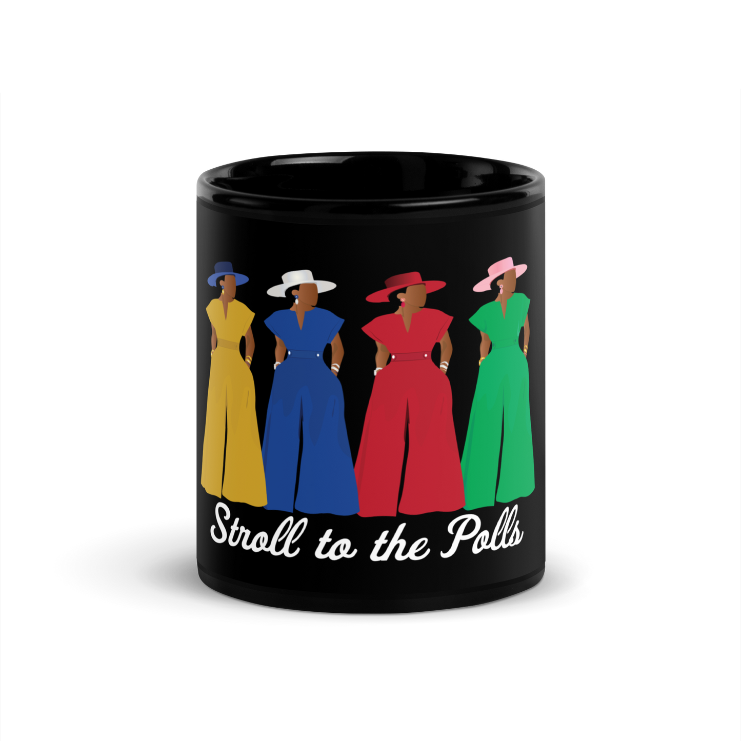 Stroll to the Polls Black Glossy Mug