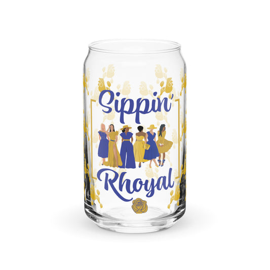 Sippin' Rhoyal Can-Shaped Glass (Blue and Gold)