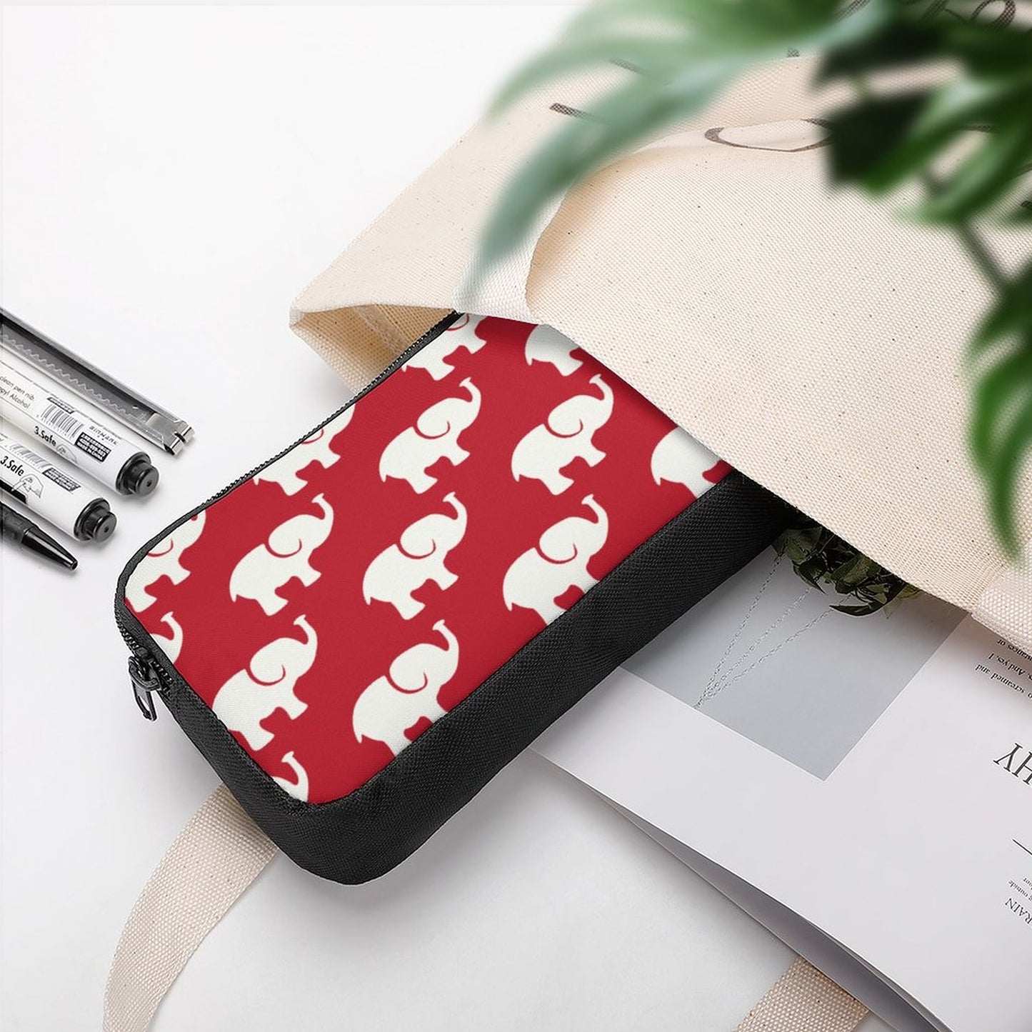 Elephants' Zipper Pencil Case