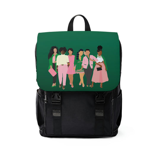 Pretty Pink and Green Casual Shoulder Backpack