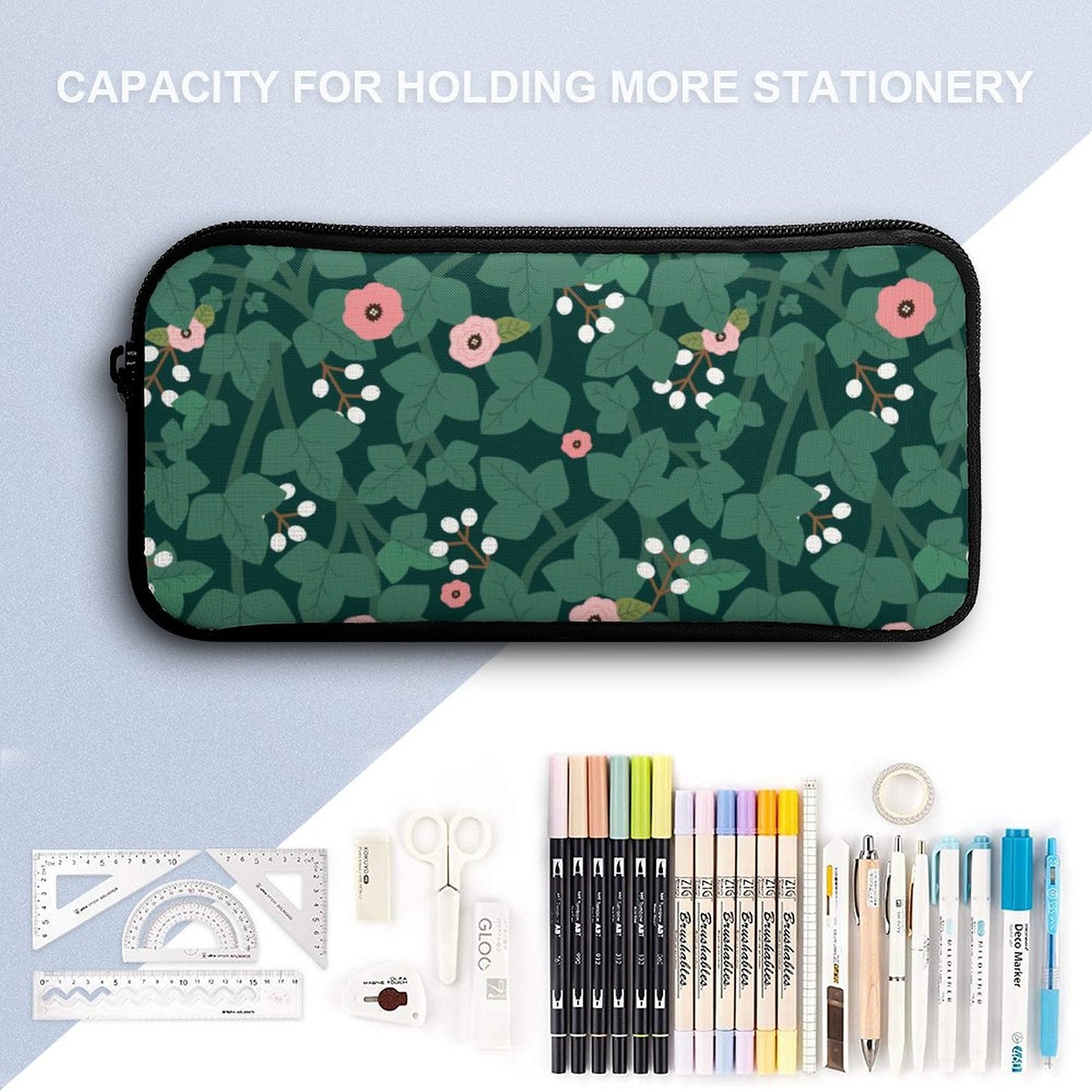 Bold Ivy Zipper Pencil Case