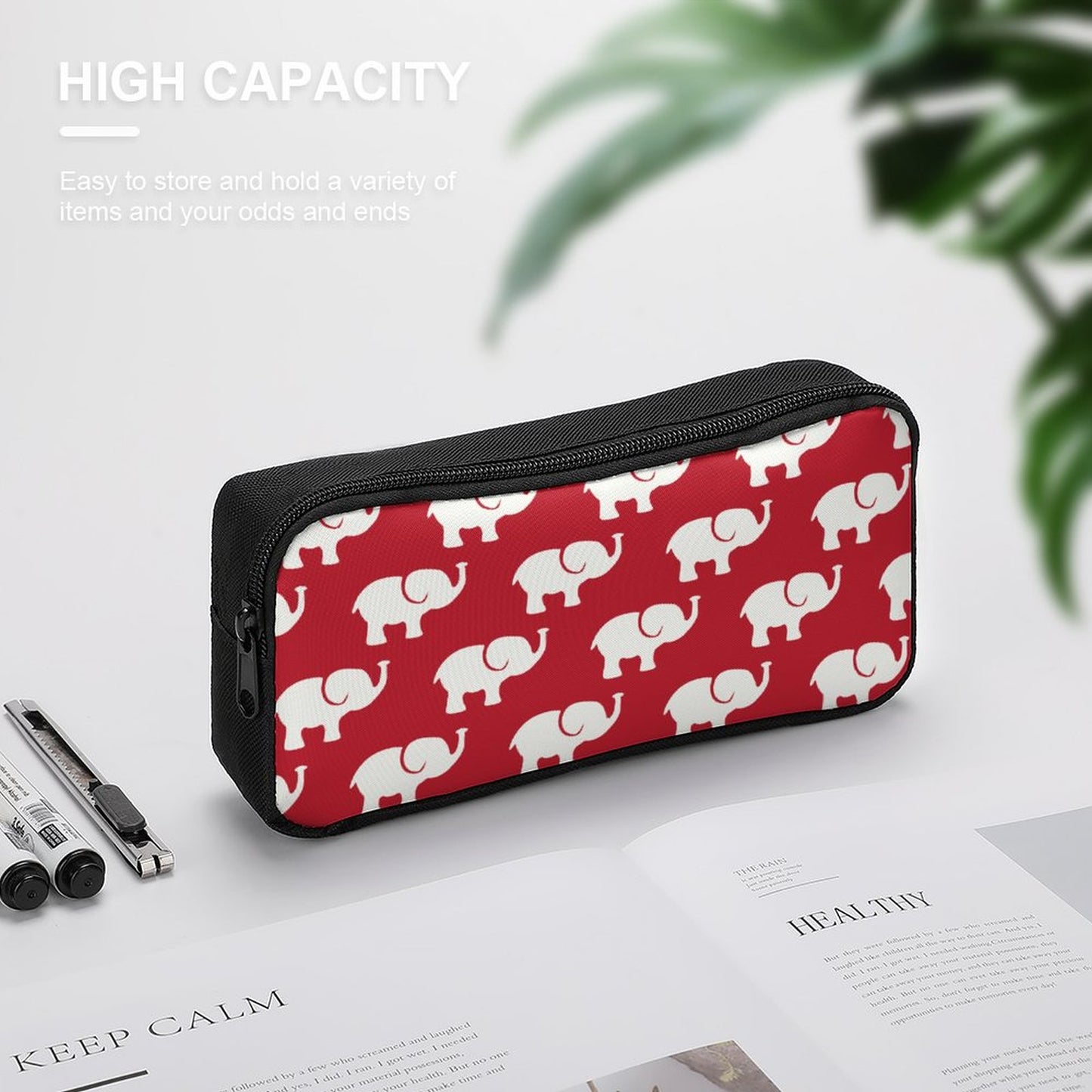 Elephants' Zipper Pencil Case