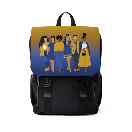 Rhoyal Blue and Gold Casual Shoulder Backpack